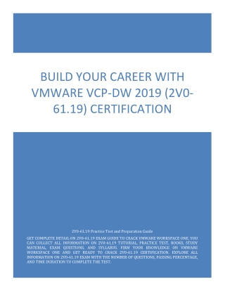 Build Your Career With VMware VCP-DW 2019 (2V0-61.19) Certification