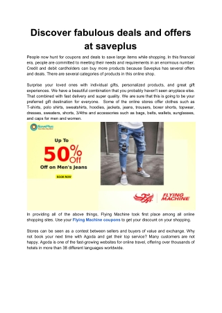 Discover fabulous deals and offers at saveplus