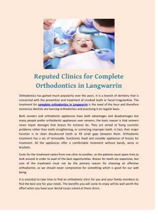 Reputed Clinics for Complete Orthodontics in Langwarrin