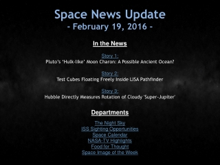 Space News Update - February 19, 2016 -