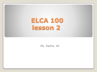 ELCA 100 lesson 2