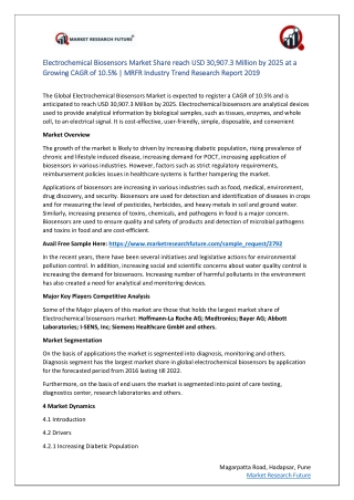 Electrochemical Biosensors Market Research Report - Global Forecast till 2025