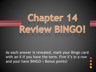 Chapter 14 Review BINGO!