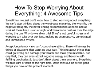 How To Stop Worrying About Everything: 4 Awesome Tips