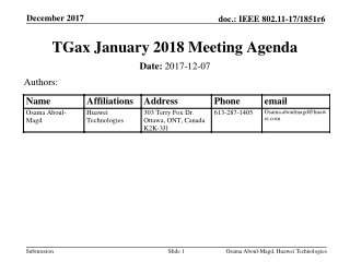 TGax January 2018 Meeting Agenda
