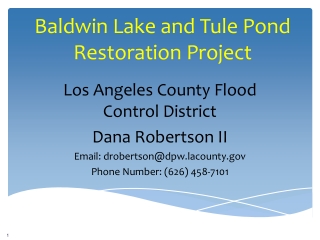 Baldwin Lake and Tule Pond Restoration Project