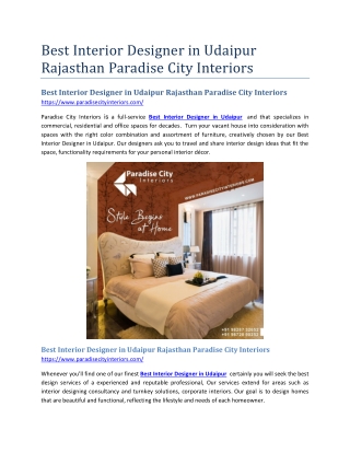 Best Interior Designer in Udaipur