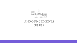 ANNOUNCEMENTS 3/19/19