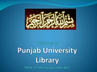 Welcome to Punjab University Library library.pu.pk/