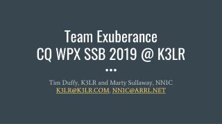 Team Exuberance CQ WPX SSB 2019 @ K3LR
