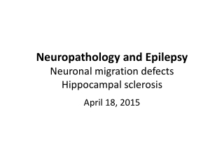 Neuropathology and Epilepsy Neuronal migration defects Hippocampal sclerosis