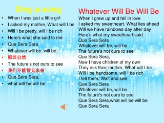 Sing a song When I was just a little girl