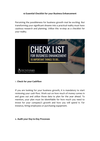 Top 10 Checklist for your Business Enhancement