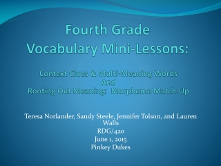 Fourth Grade Vocabulary Mini-Lessons: