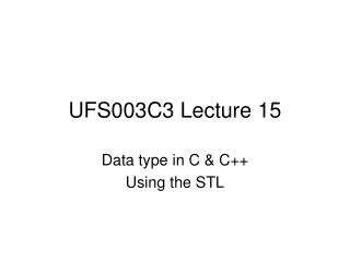 UFS003C3 Lecture 15
