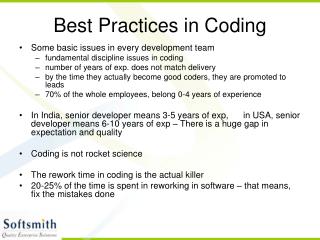 Best Practices in Coding