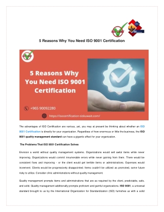 5 Reasons Why You Need ISO 9001 Certification