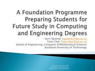 A Foundation Programme Preparing Students for Future Study in Computing and Engineering Degrees