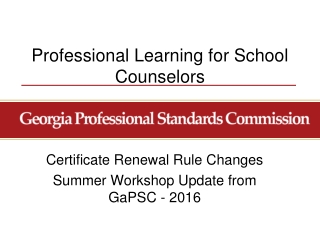 Professional Learning for School Counselors