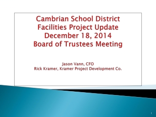 Facilities Project Update Topics