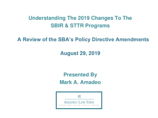 Understanding The 2019 Changes To The SBIR &amp; STTR Programs