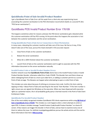 QuickBooks Point of Sale Invalid Product Number