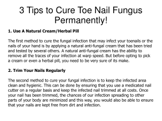 3 Tips to Cure Toe Nail Fungus Permanently!