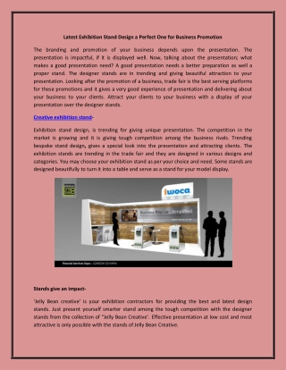 Exhibition Stand Design Perfect Business Promotion