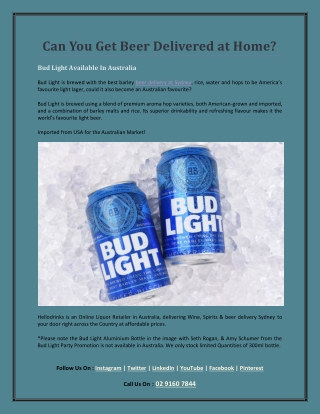 Buy Bud Light, Brewed in Australia (AUS) - The Beer Seller