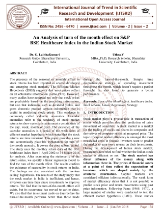 An Analysis of turn of the month effect on SandP BSE Healthcare Index in the Indian Stock Market