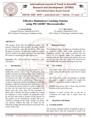 Effective Badminton Coaching Schema using PIC16F887 Microcontroller