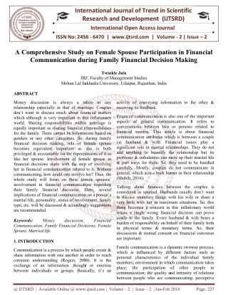 A Comprehensive Study on Female Spouse Participation in Financial Communication during Family Financial Decision Making