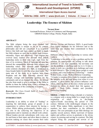 Leadership The Essence of Sikhism