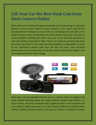 Gift Your Car the Best Dash Cam from Dash Camera Online