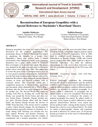 Reconstruction of European Geopolitics with a Special Reference to Mackinder's Heartland Theory