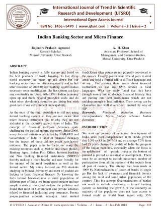 Indian Banking Sector and Micro Finance