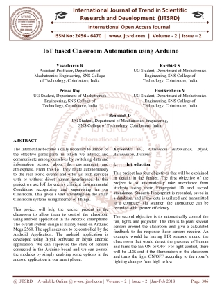 IoT based Classroom Automation using Arduino