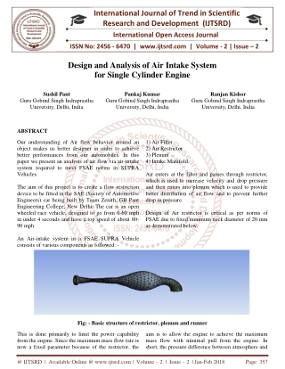 Design and Analysis of Air Intake System for Single Cylinder Engine