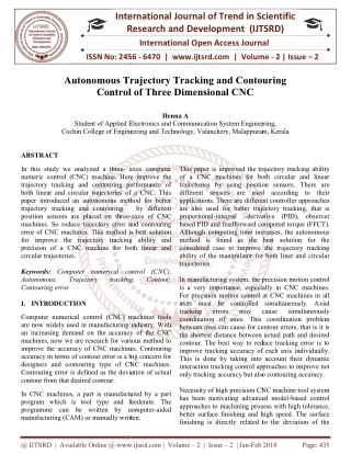 Autonomous Trajectory Tracking and Contouring Control of Three Dimensional CNC