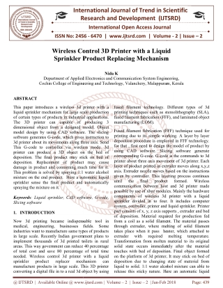 Wireless Control 3D Printer with a Liquid Sprinkler Product Replacing Mechanism