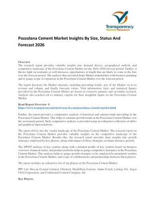 Pozzolana Cement Market Insights By Size, Status And Forecast 2026
