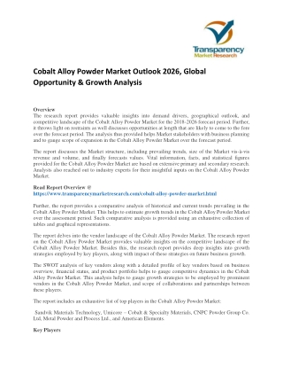 Cobalt Alloy Powder Market Outlook 2026, Global Opportunity & Growth Analysis