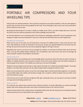 PORTABLE AIR COMPRESSORS AND FOUR WHEELING TIPS