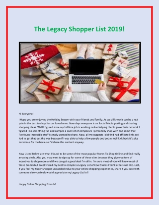 The Legacy Shopper List 2019