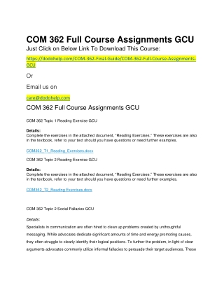 COM 362 Full Course Assignments GCU