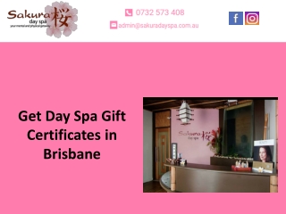 Get Day Spa Gift Certificates in Brisbane