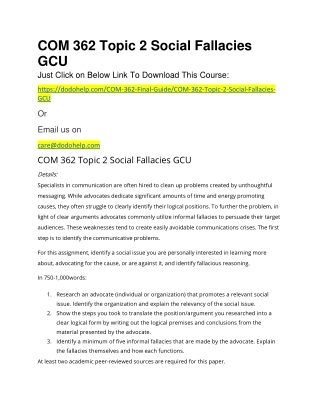 COM 362 Topic 2 Social Fallacies GCU