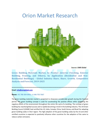 Green Building Materials Market Segmentation, Forecast, Market Analysis, Global Industry Size and Share to 2025