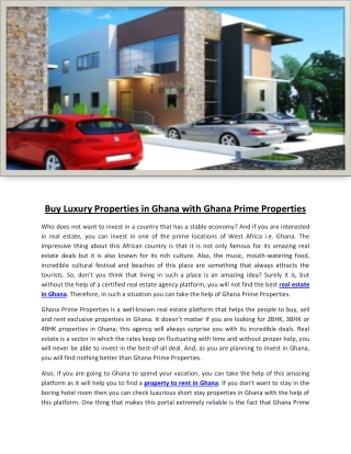Buy Luxury Properties in Ghana with Ghana Prime Properties