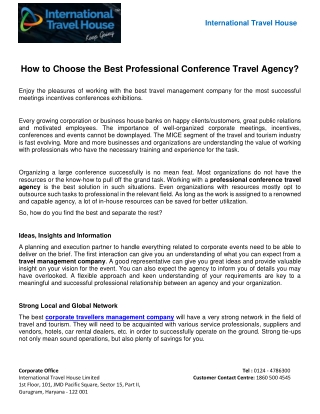 How to Choose the Best Professional Conference Travel Agency?